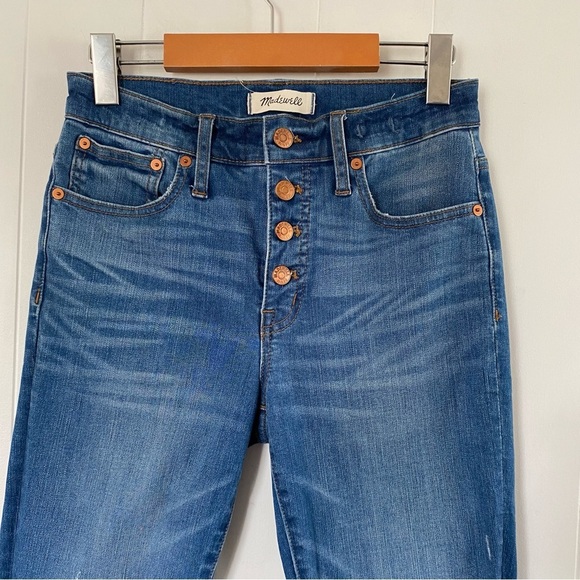 Madewell Cali Demi-Boot Jeans Bronson Wash Button-Front Edition Fly Distressed - Picture 4 of 11